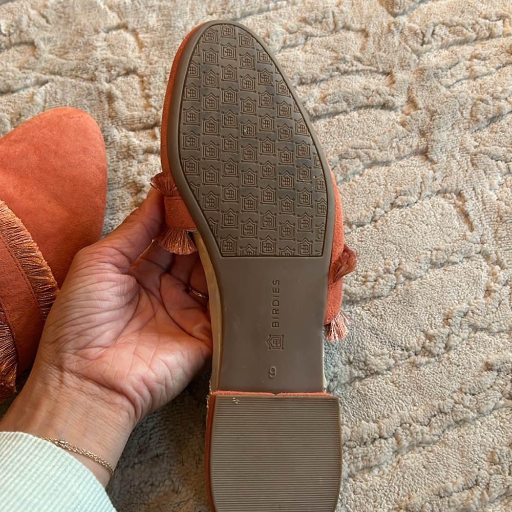 Rust Suede Fringe Backless Mules - Picture 5 of 5